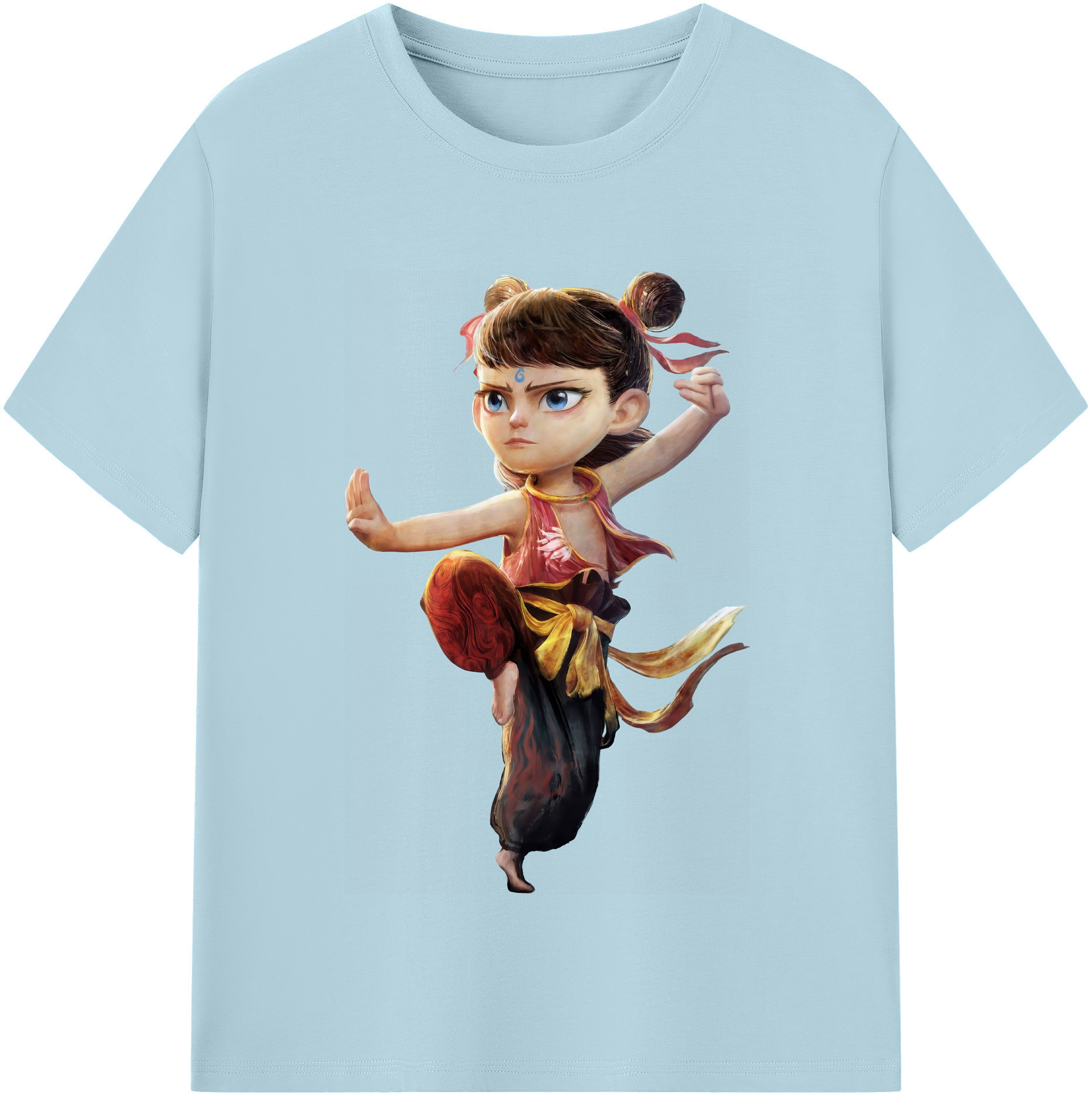 （画像用） Ne Zha 2 ナタ 魔童の大暴れ 綿100％半袖Tシャツ（フロントプリント）